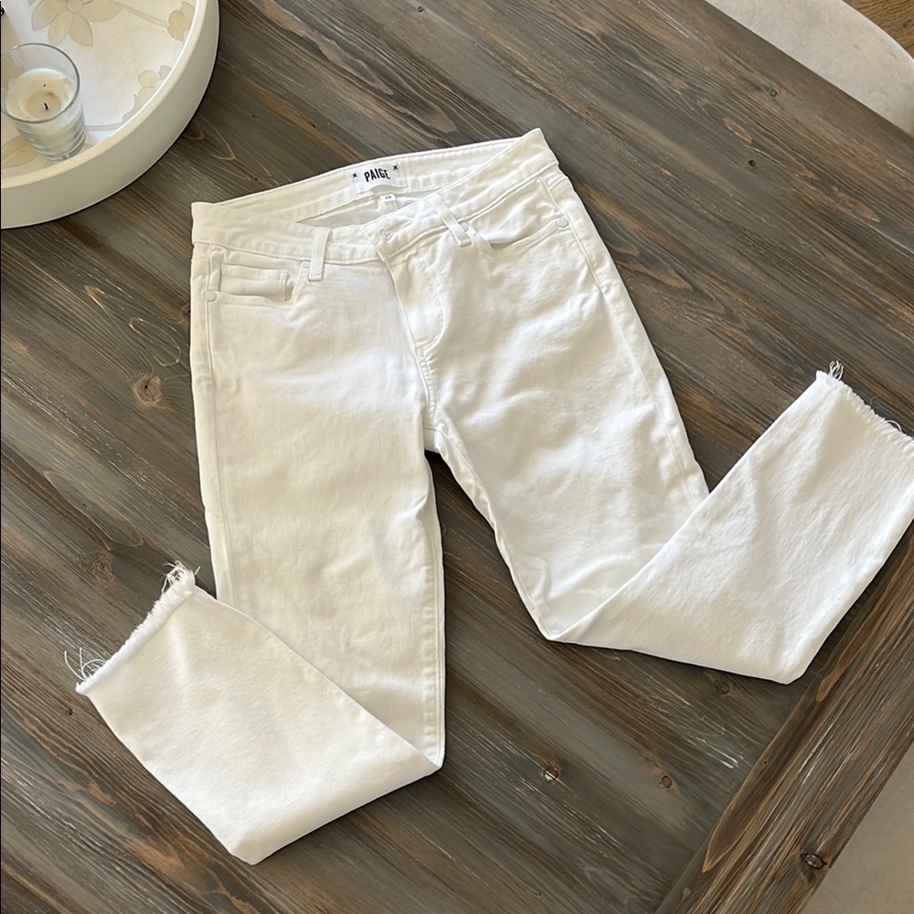 PAIGE Women's Skyline Skinny Crop White Jeans